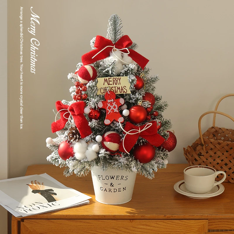 圣诞树家用小型2025新款ins风发光桌面摆件diy材料包圣诞节装饰