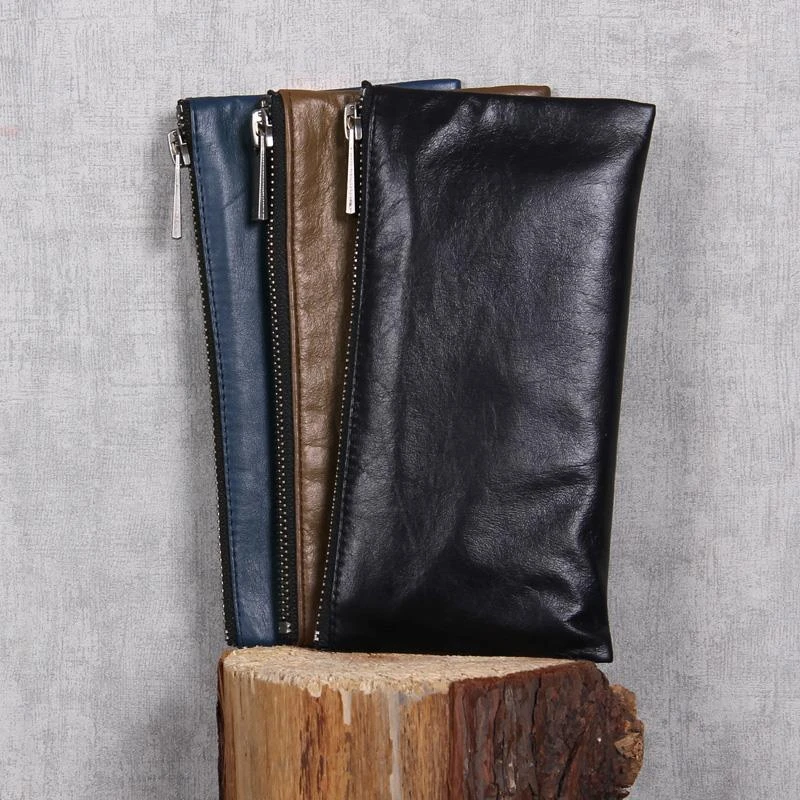 手工真皮钱包头层牛皮钱夹简洁大方原创设计男女情侣款多功能复古