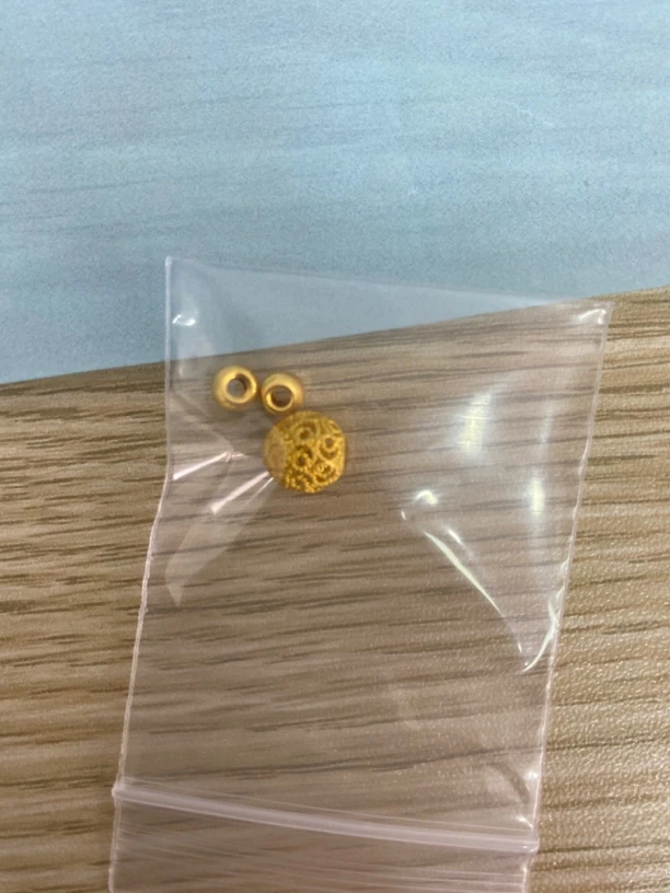 足金999 两颗猫眼珠➕拉丝镂空珠