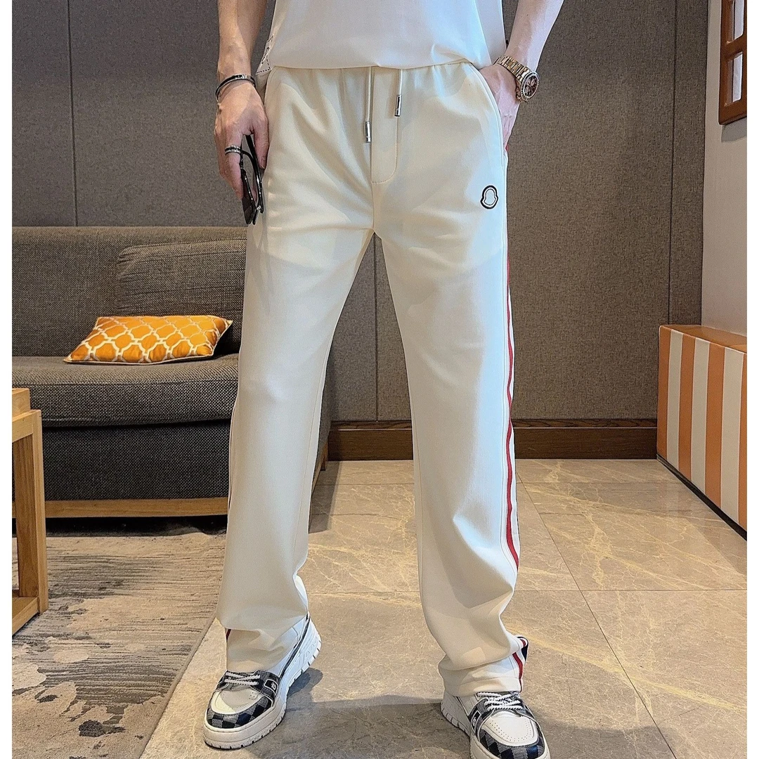 2025夏季新款男士薄款时尚直筒休闲裤百搭潮流刺绣简约轻奢长裤