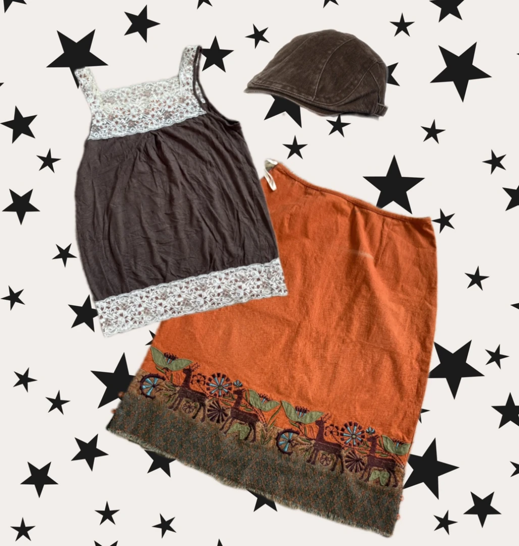 【69-89】日制｜森系古着吊带半身裙套装复古休闲风