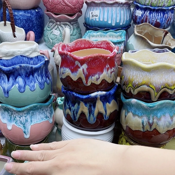 多肉绿植陶瓷花盆9.9包邮，有孔