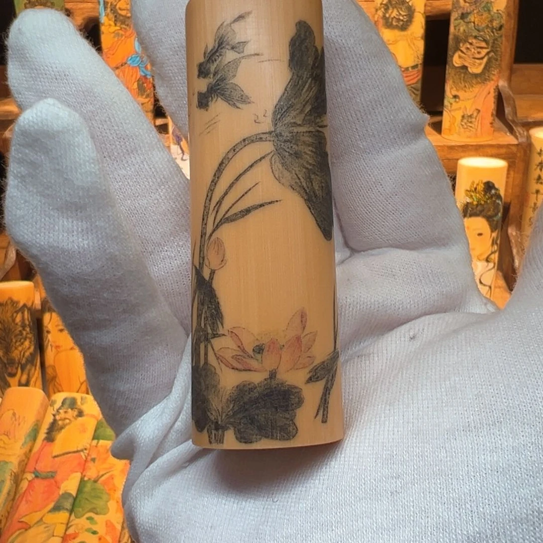手工针刺水墨荷花