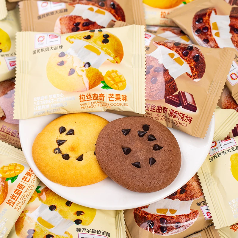 盼盼拉丝曲奇芒果巧克力口味松软曲奇软糯夹心茶点心解馋休闲零食