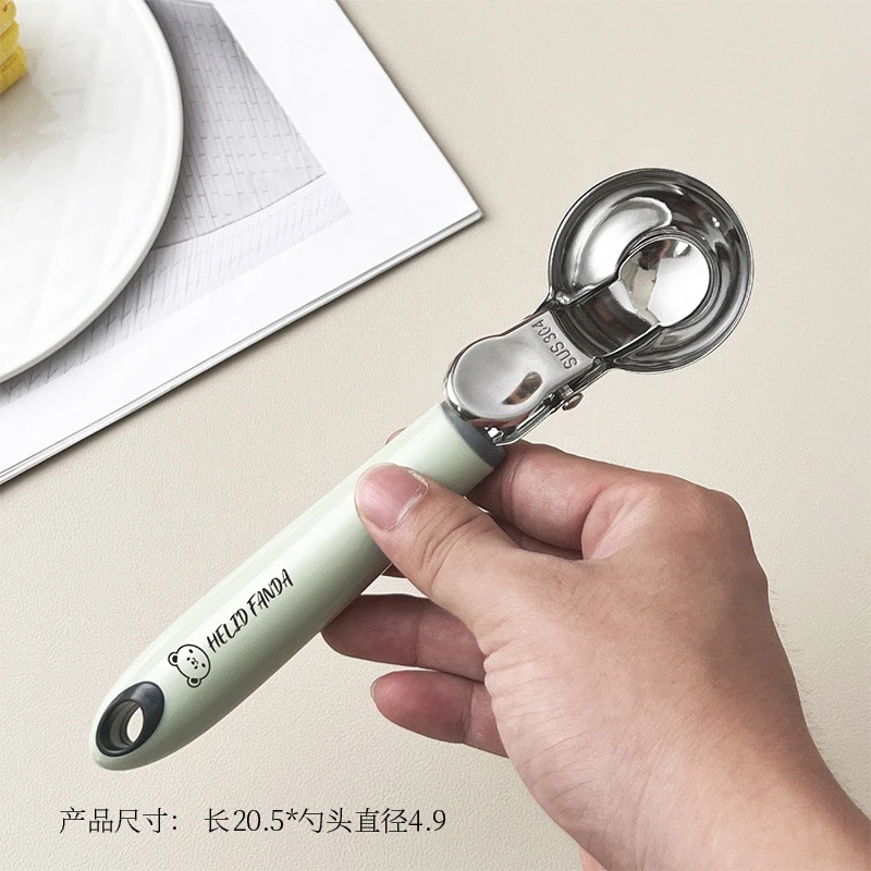 304不锈钢多功能雪糕勺冰淇淋水果挖球器可回弹冰激凌勺甜品勺