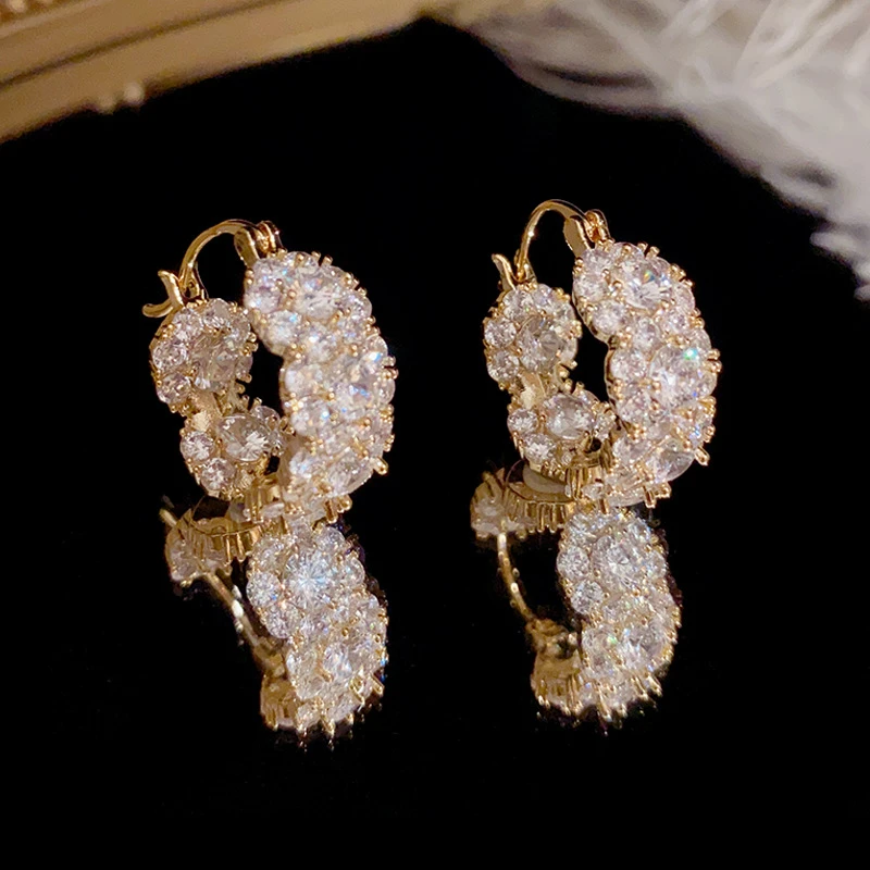 铜合金耳饰 复古轻奢超闪圈圈耳扣LY0199