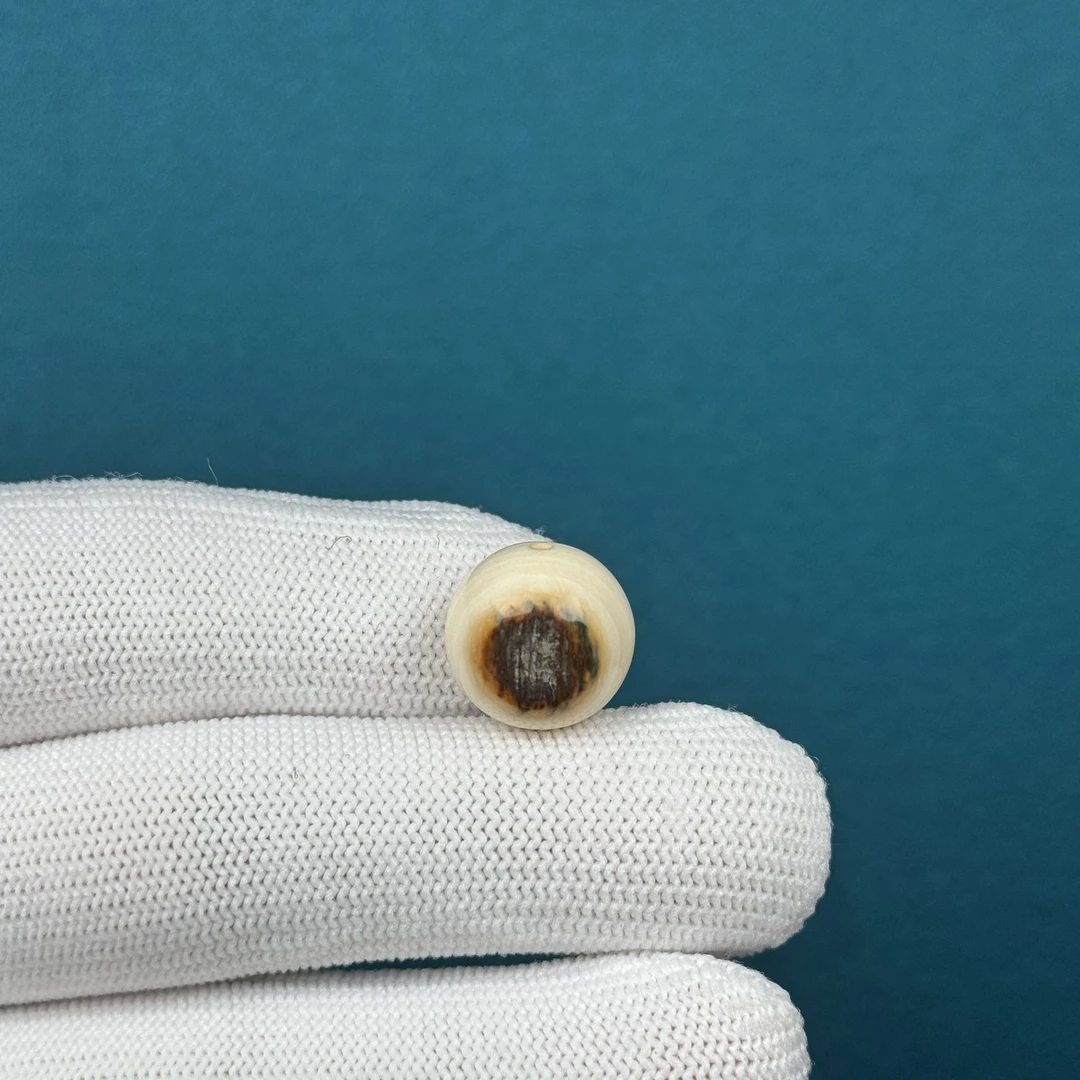 D53-82天然猛犸牙 黄金瞳圆珠 14.1mm一物一图假一罚十