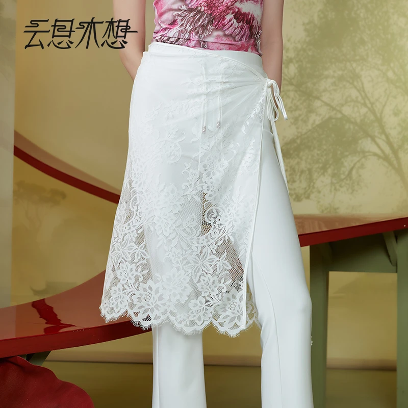 Ysimo-X云思木想新中式2024夏季新款蕾丝系带装饰半身裙11850