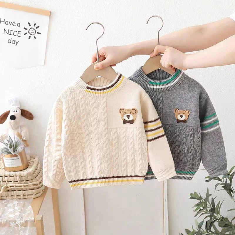 男童毛衣儿童秋冬新款2025爆款男孩加厚套头针织衫宝宝洋气打底衫