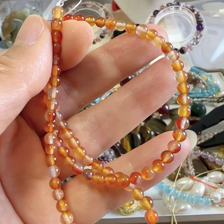 天然玛糖果色4.5加有纹理未镶嵌水晶