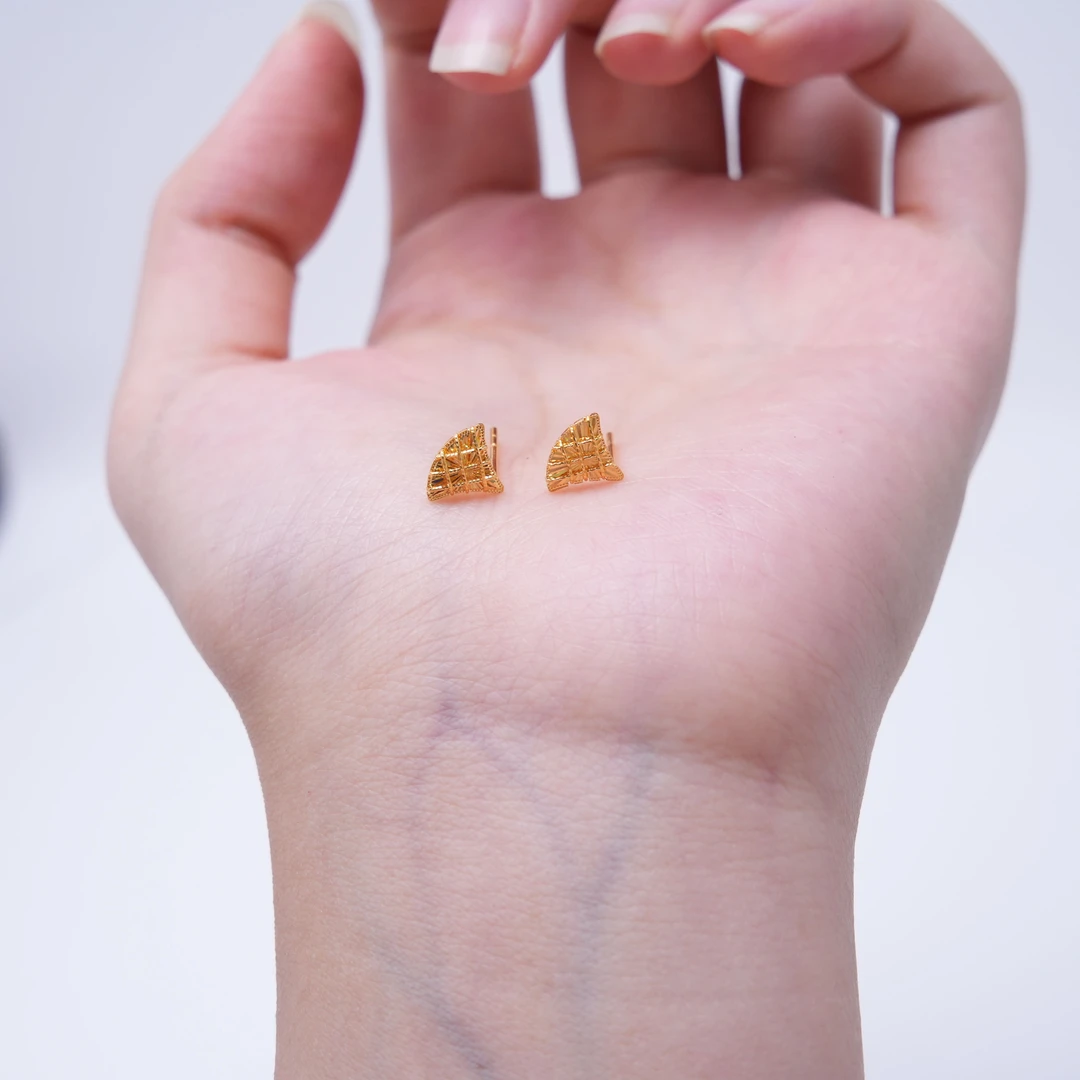 【金耳钉】炫彩小裙子耳钉黄金5G足金999百搭通勤零附加