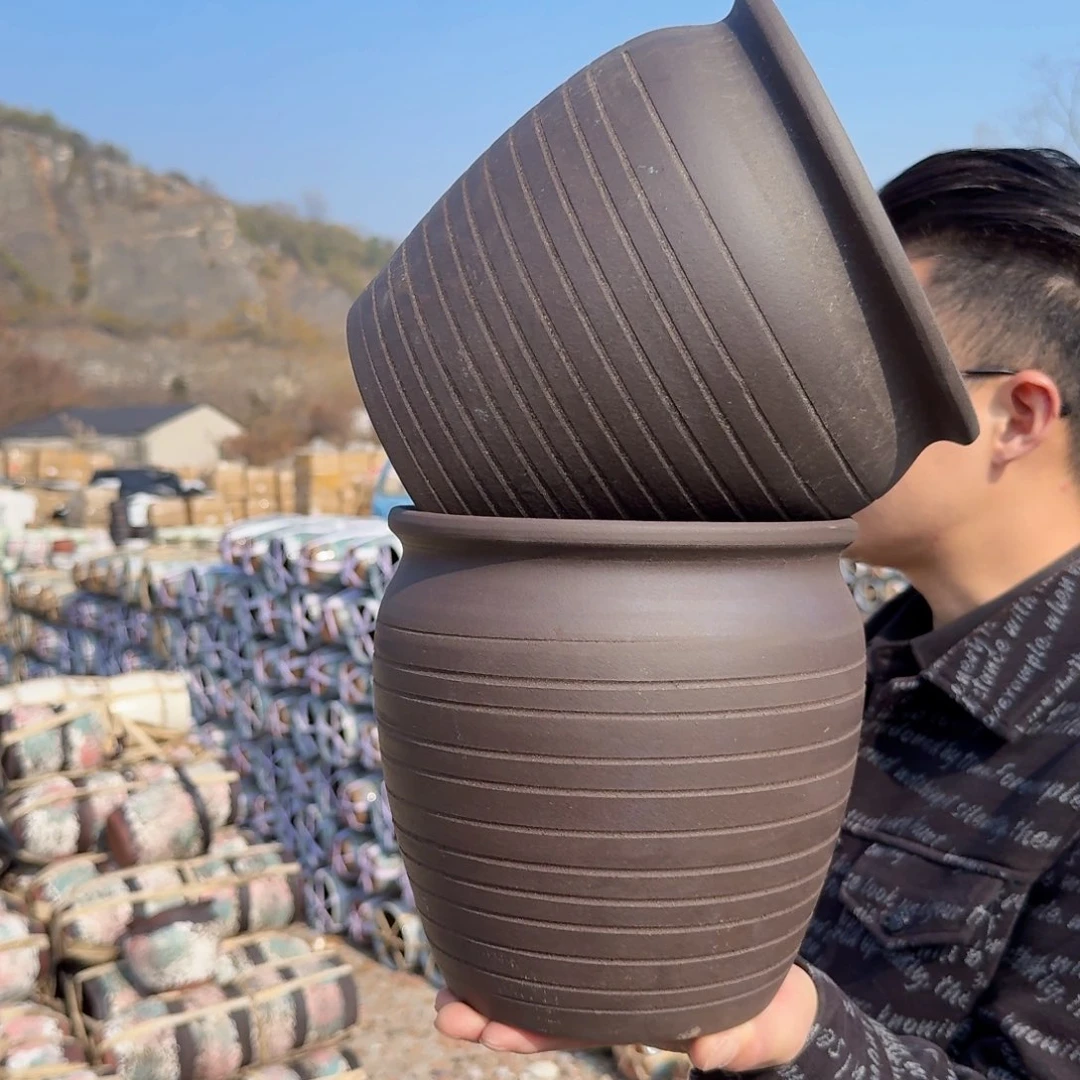 紫砂花盆口20高21（两个黑金刚