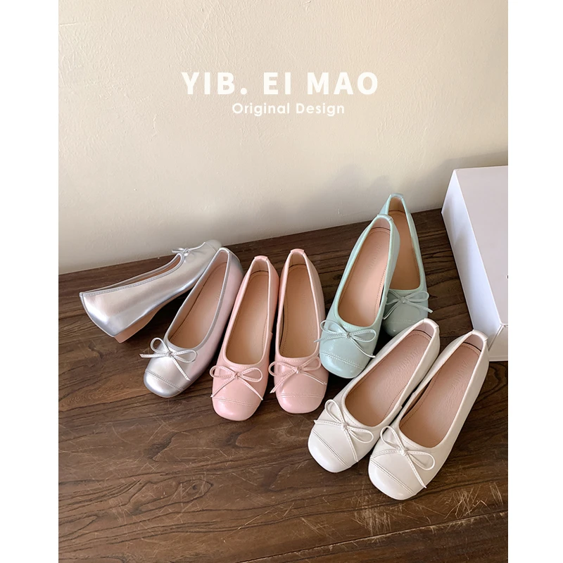 流光风~银色单鞋女2025新款夏季浅口玛丽法式夏季浅口玛丽珍单鞋