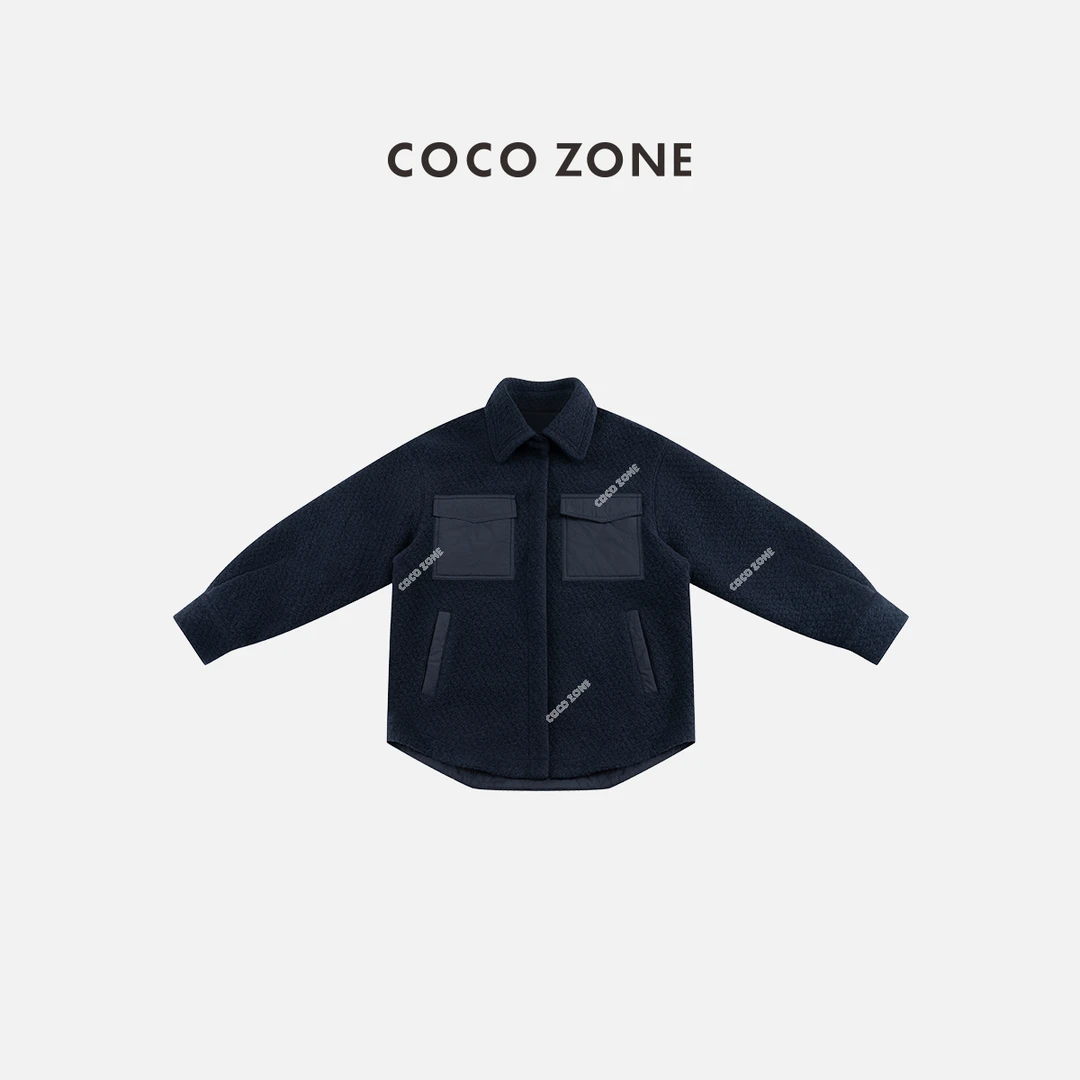 COCO ZONE 刘一一“深藏blue”保暖有里布翻领单排纽扣外套CC1D2867