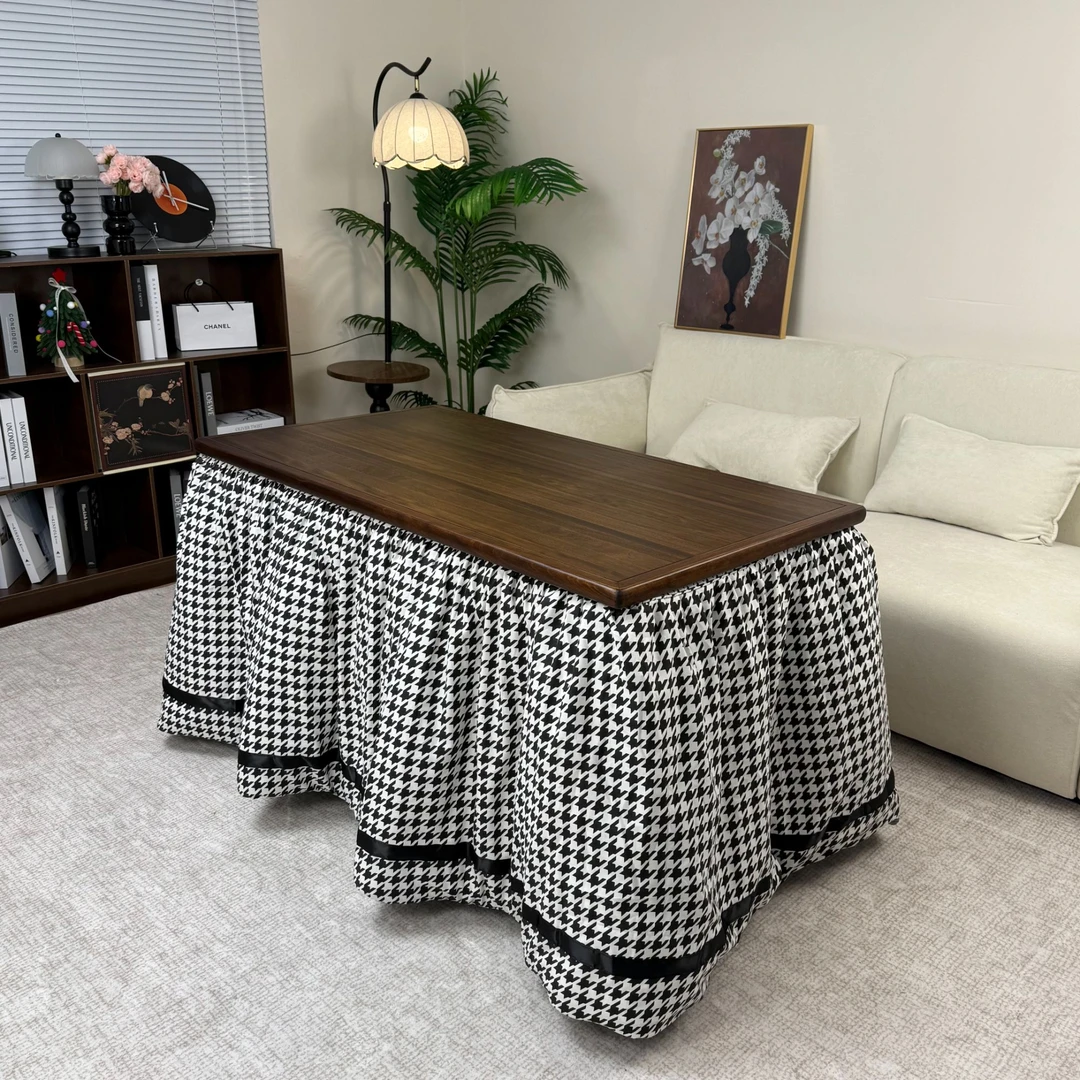 【胡桃实木桌-整套链接】黑胡桃木烤火桌家用折叠好收纳实木取暖桌