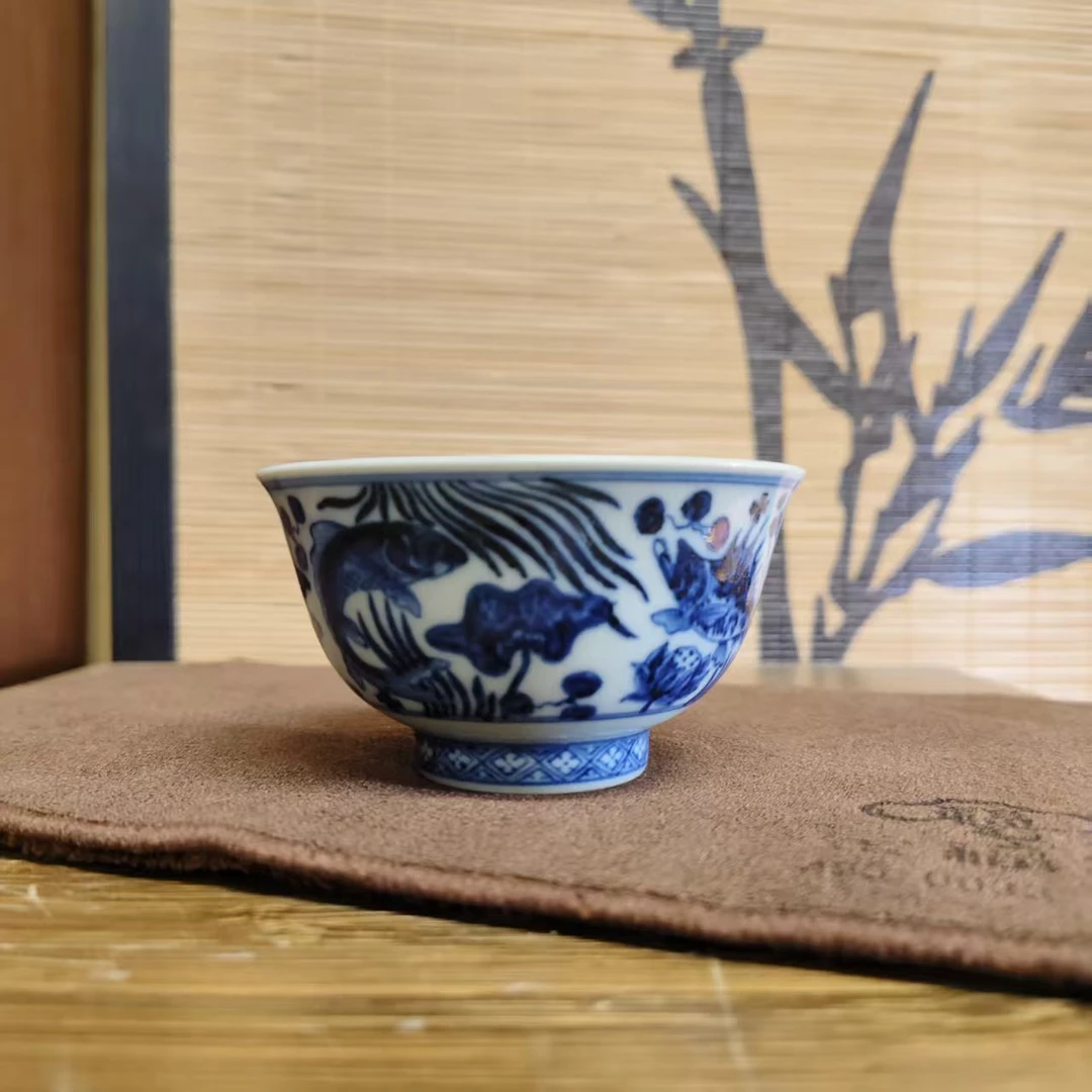 【瓷见如故】舜瓷淡海水鱼藻纹撇口杯