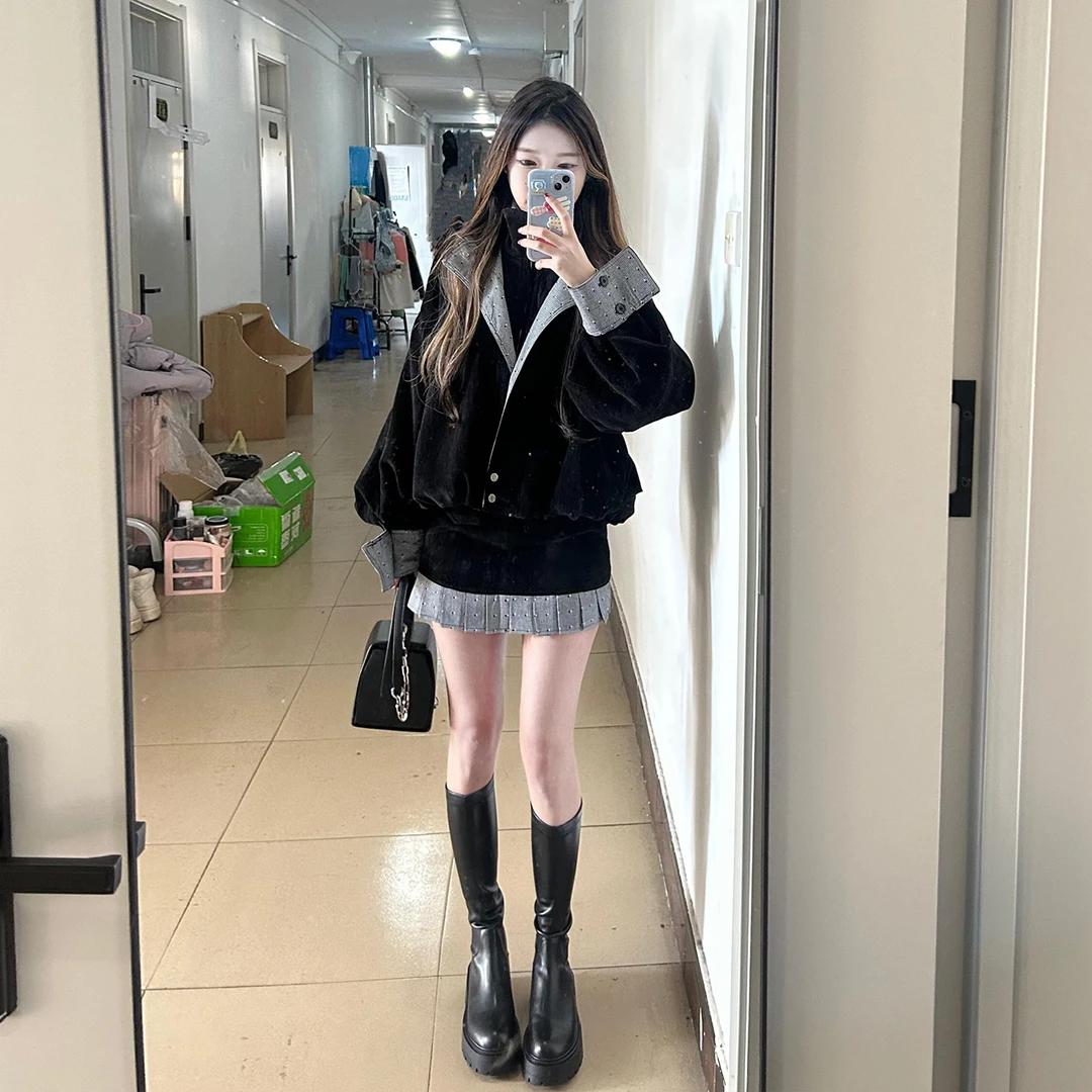 独特漂亮初秋套装2025新款慵懒风宽松夹克外套气质韩系短裙两件套