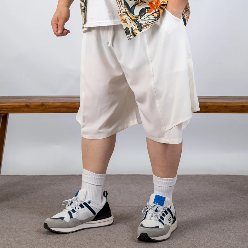 K叔夏季新款中式复古五分裤男宽松直筒阔腿裤休闲百搭国潮短裤