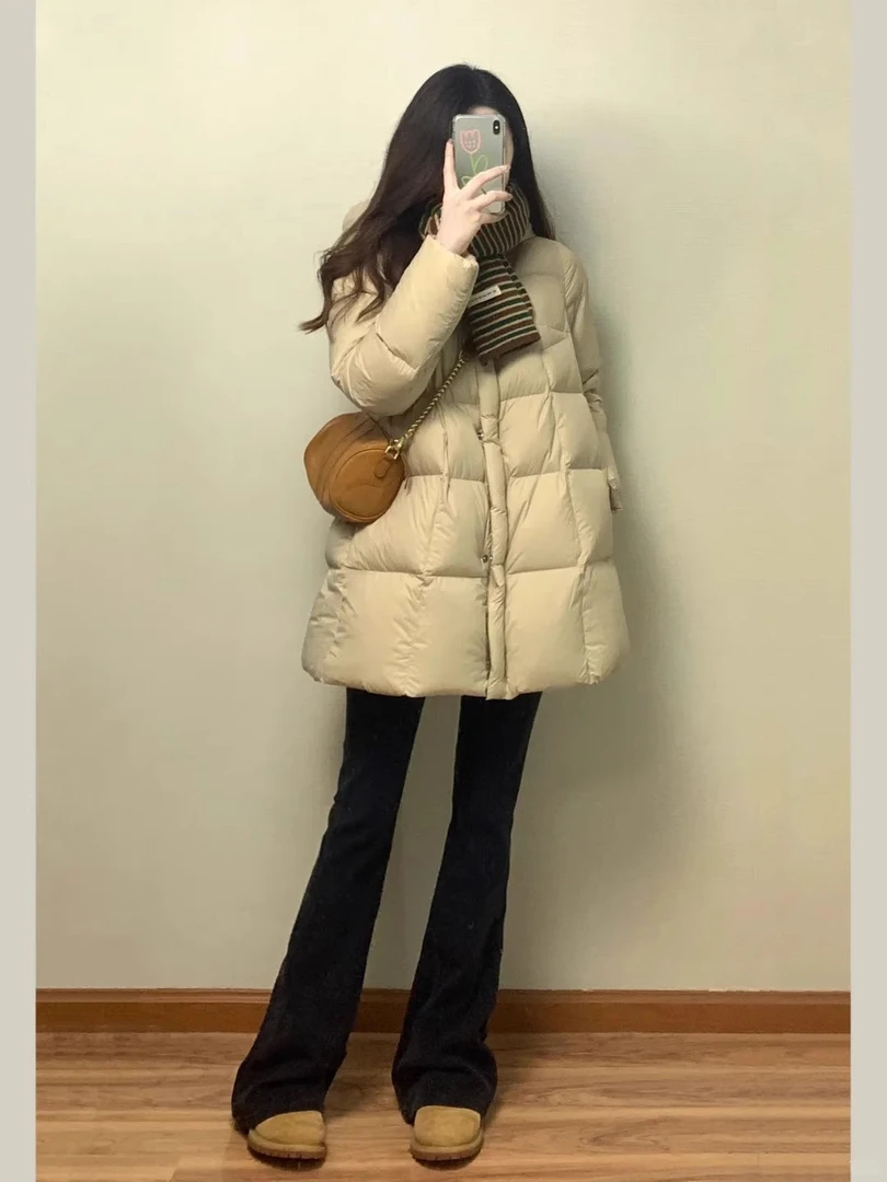 韩系加厚中长款棉服冬季2025新款小个子时尚保暖高级感面包服外套