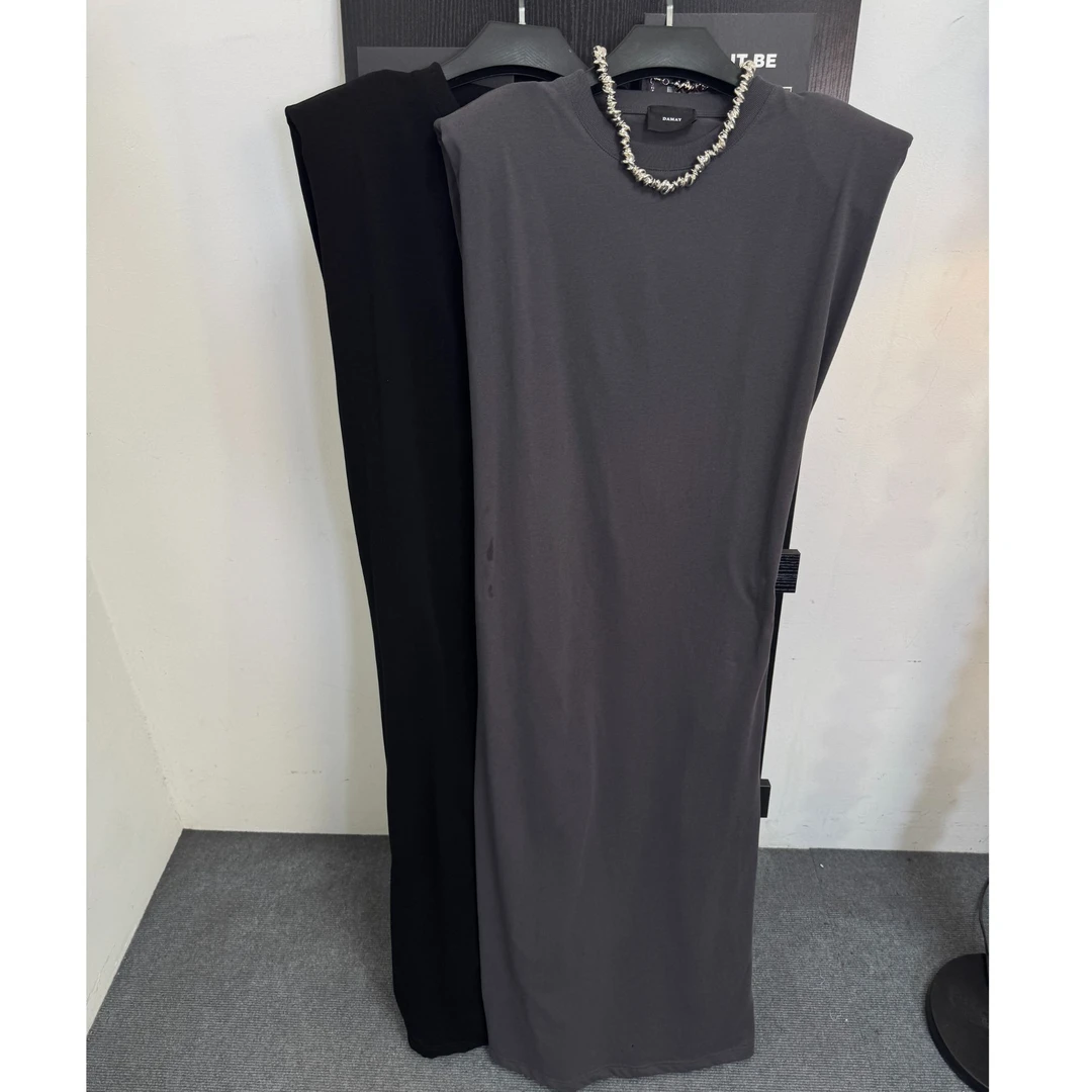 DAMAY推选极简风夏季圆领休闲风连衣裙女装宽松简约纯色无袖长款