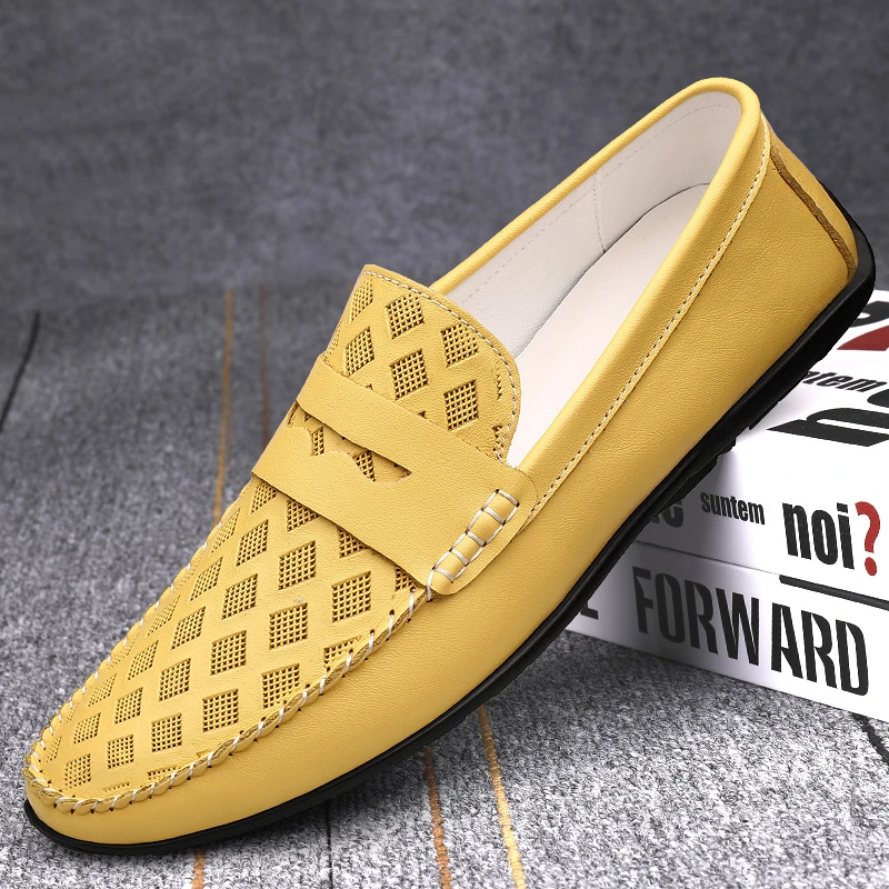 皮鞋男春季新款时尚软底透气休闲男鞋子潮流百搭一脚蹬懒人豆豆鞋