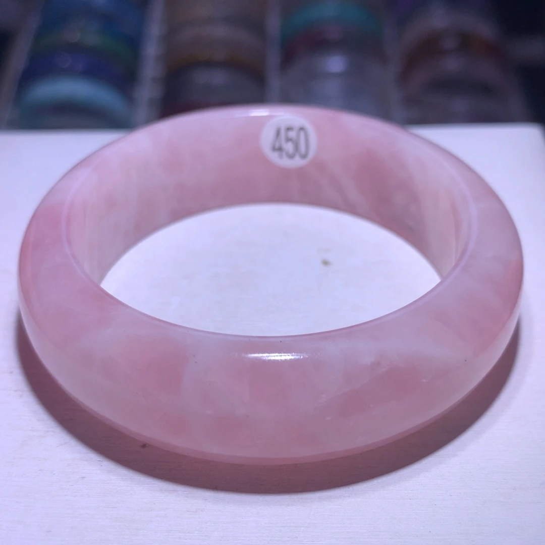 水晶银S925镶嵌手镯老矿粉晶56.7圈450