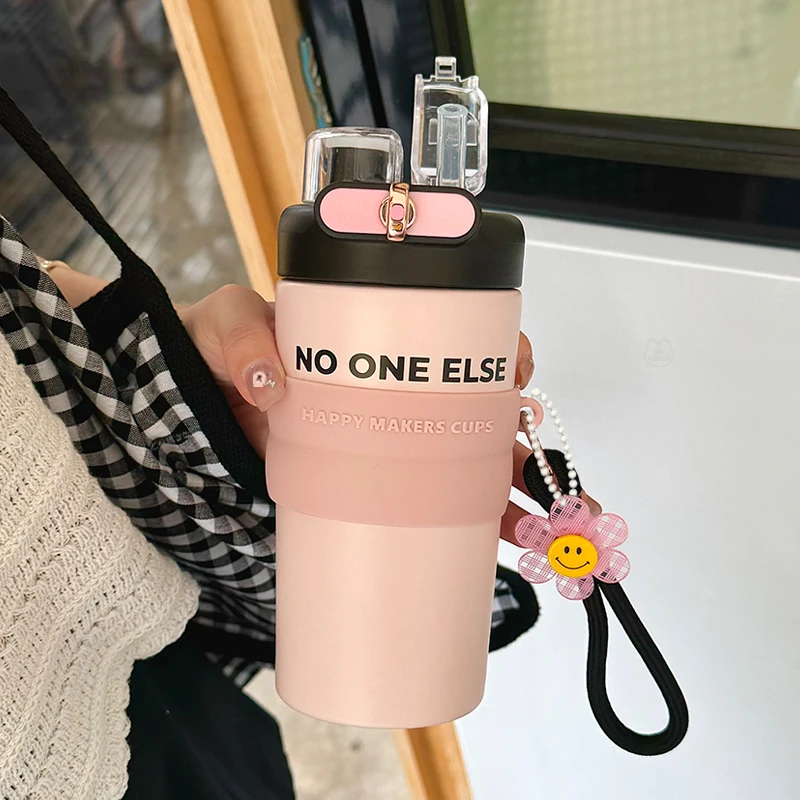 保温杯女生2024新款大容量随行杯吸管保冷杯子不锈钢保冰咖啡水杯