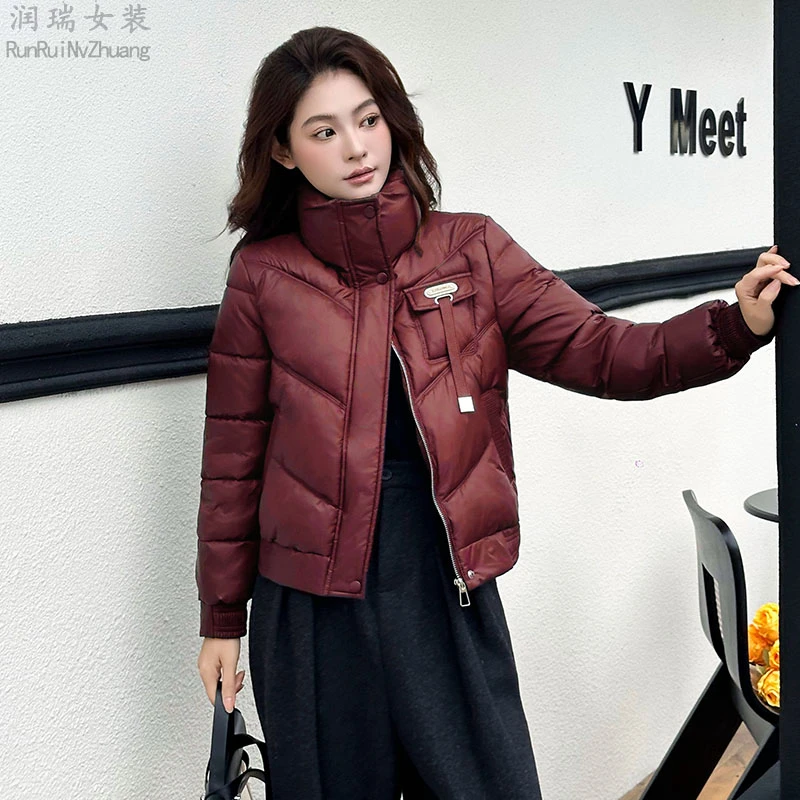 洋气百搭立领短棉服女2025冬季新款韩版小个子穿搭遮肉保暖棉袄潮