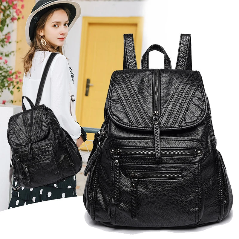 真皮大容量双肩包女士新款韩版潮流软皮书包百搭时尚休闲洋气背包