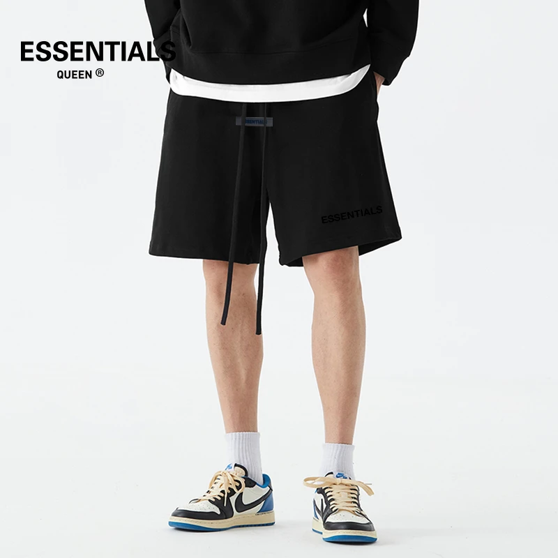 ESSENTIALS QUEEN2025夏季时尚男士短裤纯棉简约百搭情侣短裤运动