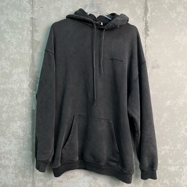 未使用 Balenciaga/巴黎世家 S *1/深灰做旧 刺绣连帽卫衣/14857