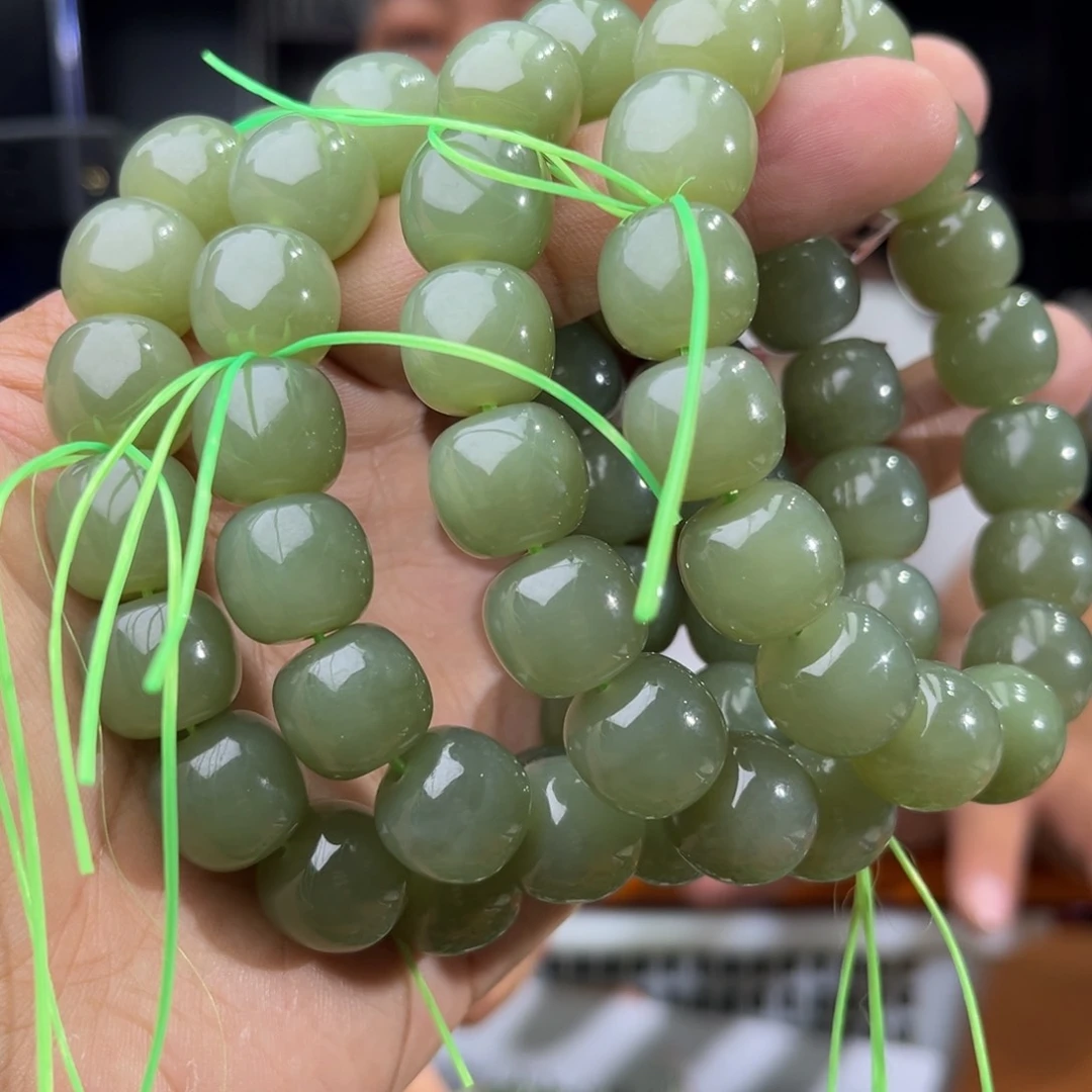 手串未镶嵌和田玉纯天然青海料三岔河湖水绿卡14多样性发其一