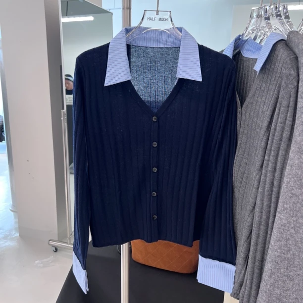 HALF MOON胖丁家高品质假两件羊毛衫