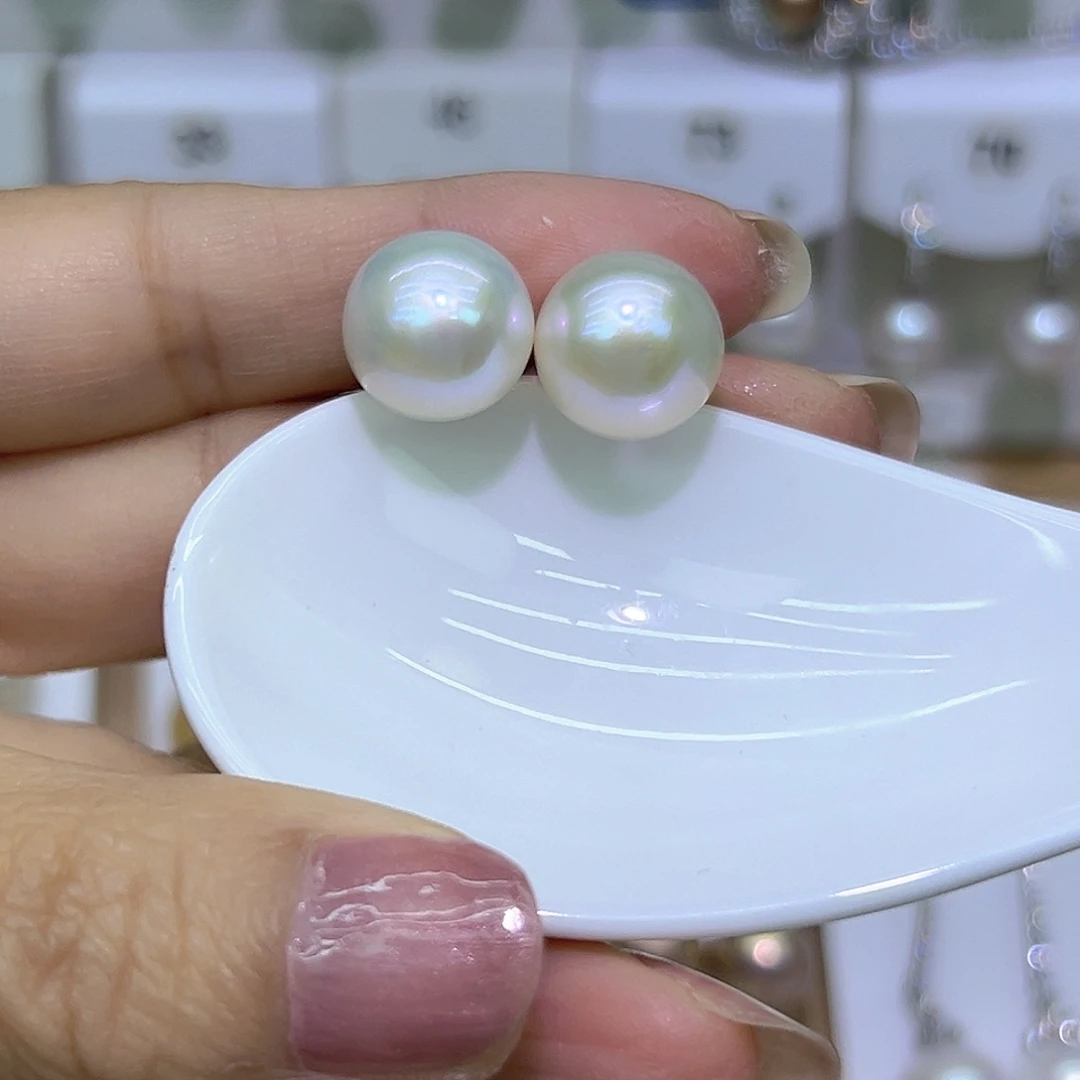 银S925镶嵌耳饰淡水珍珠