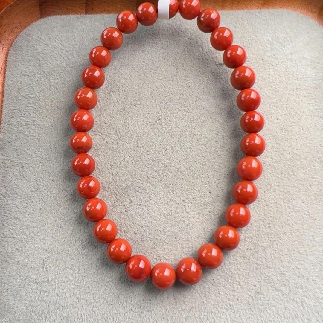 南红玛瑙未镶嵌（满肉圆珠手串6mm