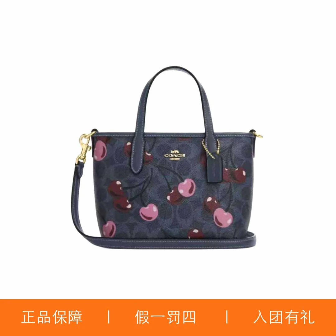 95新 COACH/蔻驰 蔻驰樱桃印花小菜篮子包/H5467/15X14X9