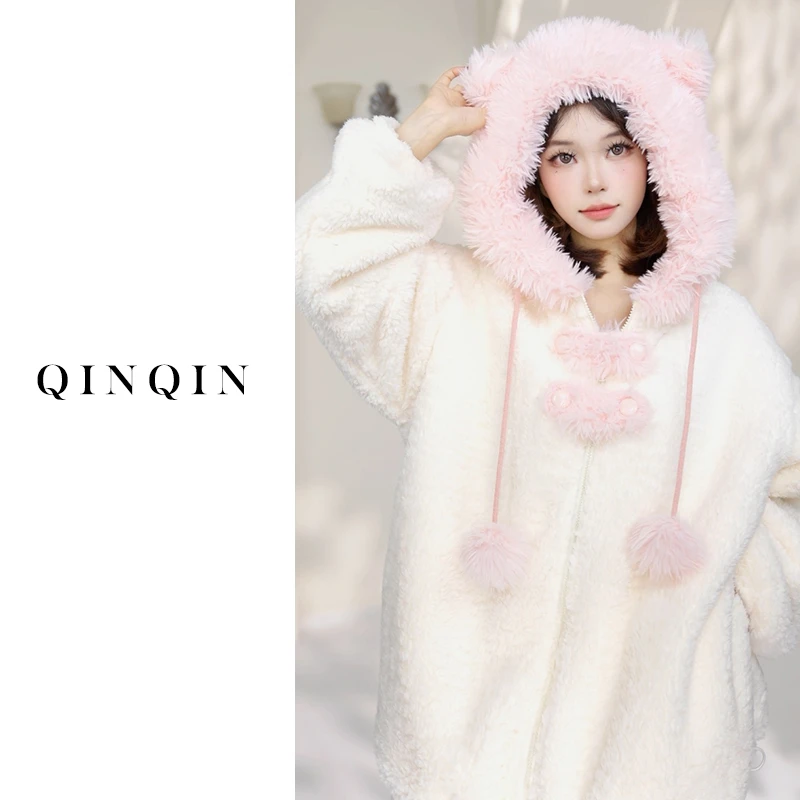 Bananagirl【甜心奶泡】睡衣女秋冬加厚连帽外套家居服可外穿