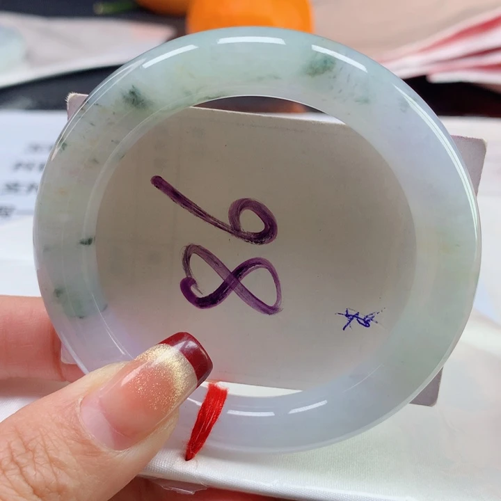 翡翠手镯未镶嵌天然翡翠圆条54圈口