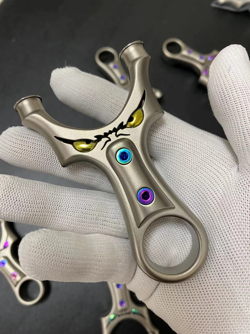 正品邪神怪兽精灵弹弓直板圆头扣指可换撑头钛合金弹弓户外高精准