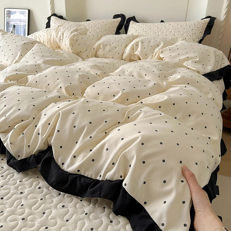 法式四件套床盖款床上四件套网红款赫本风床单被套四季通用高级感