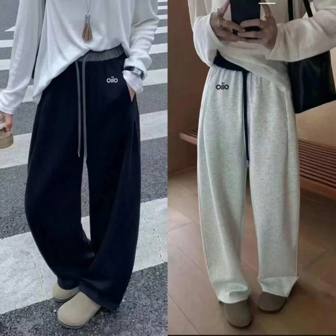 【运费险】2025秋冬款小标织带马卡龙美式腰弯刀阔腿裤子女