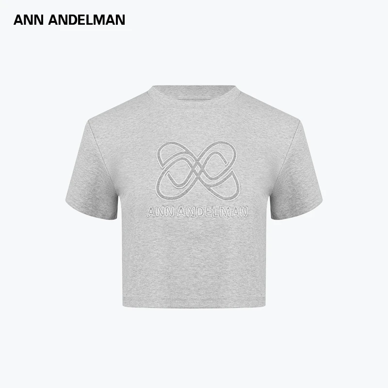 ANN ANDELMAN 25秋冬 时尚设计水洗做旧短款LOGOT恤