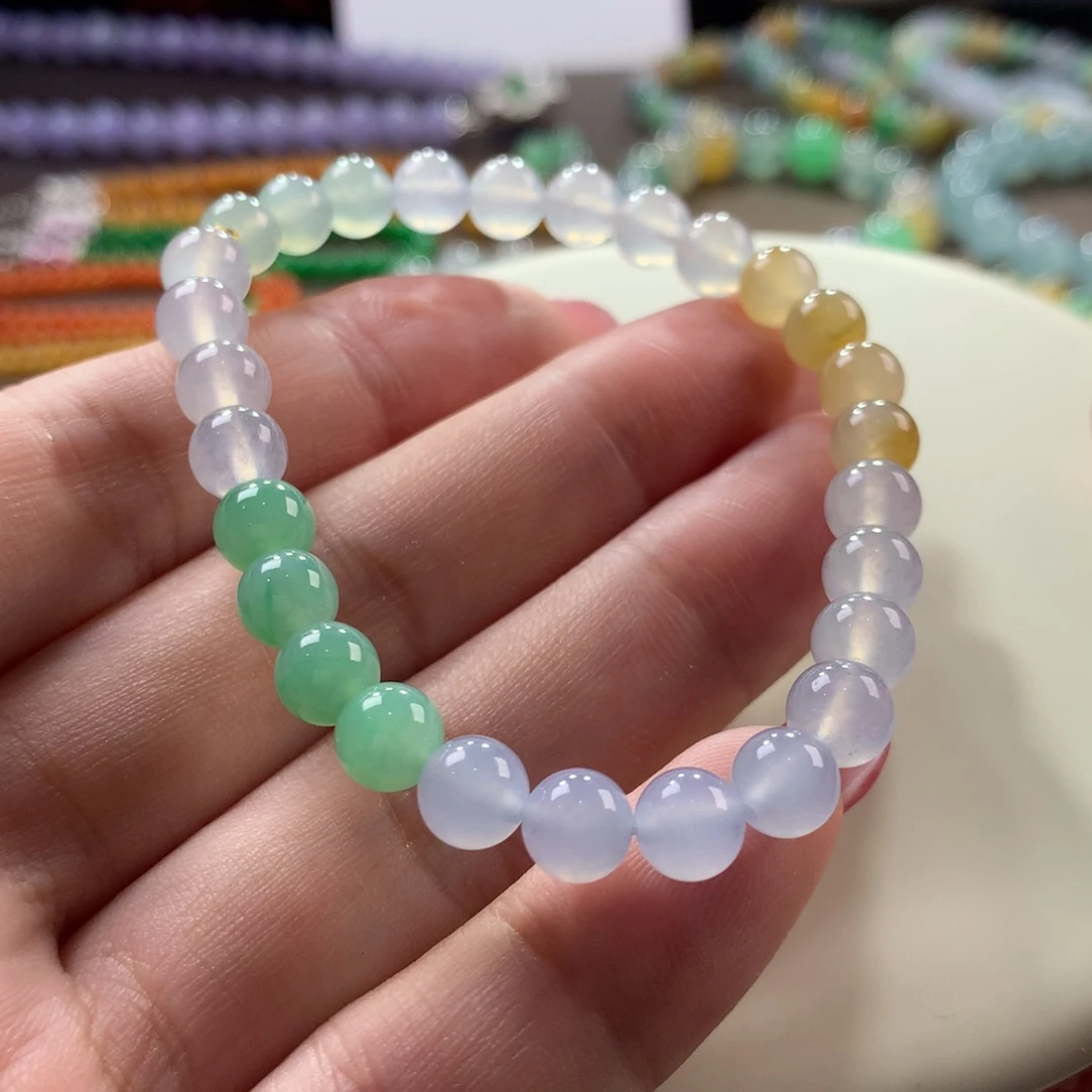 翡翠手链未镶嵌翡翠多宝6+