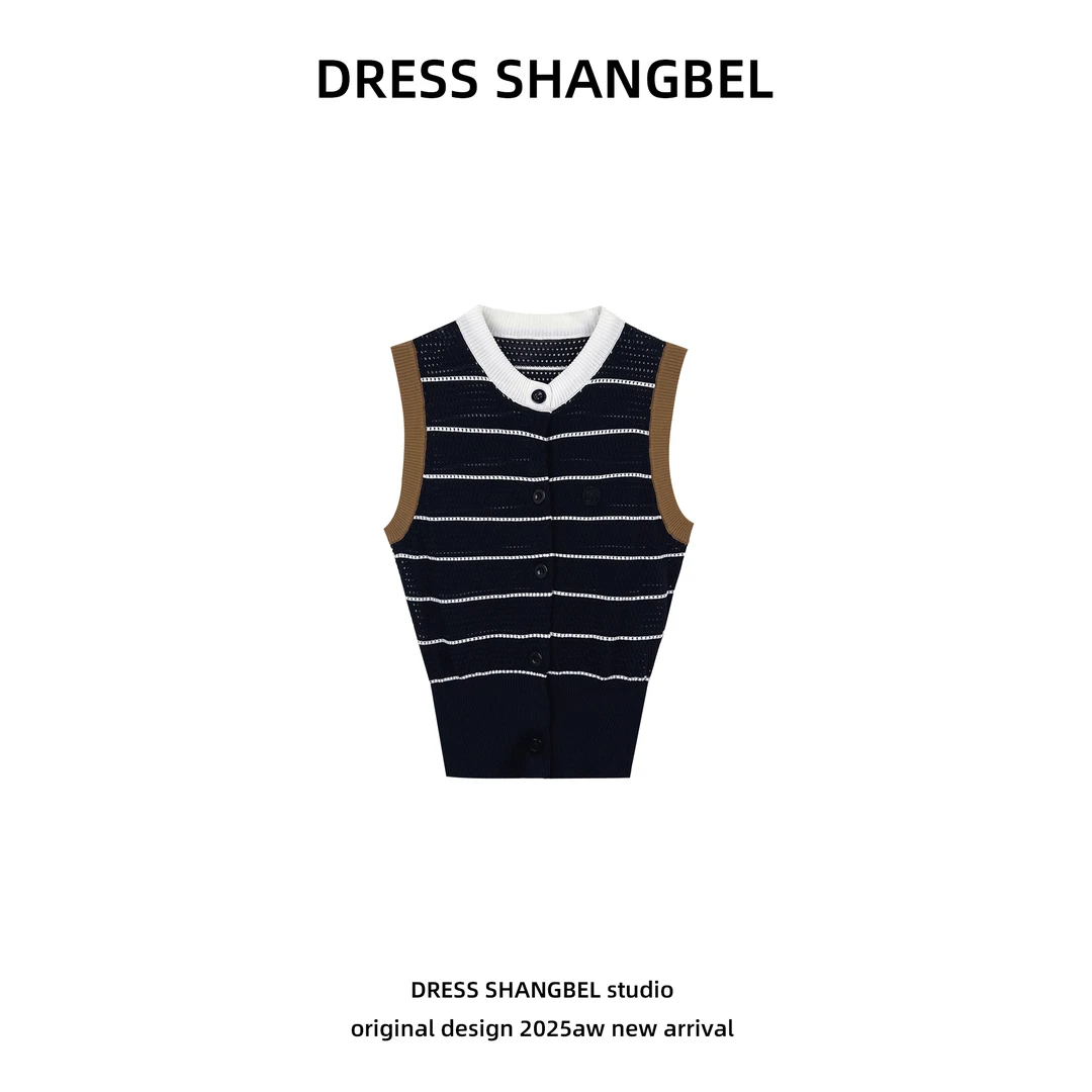 DRESS-2025夏季新款C3收腰镂空无袖针织马甲背心5099