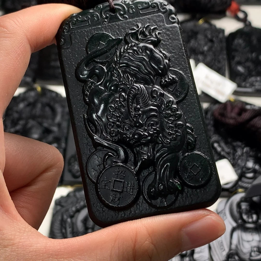 天然缅甸a货钢琴黑挂件