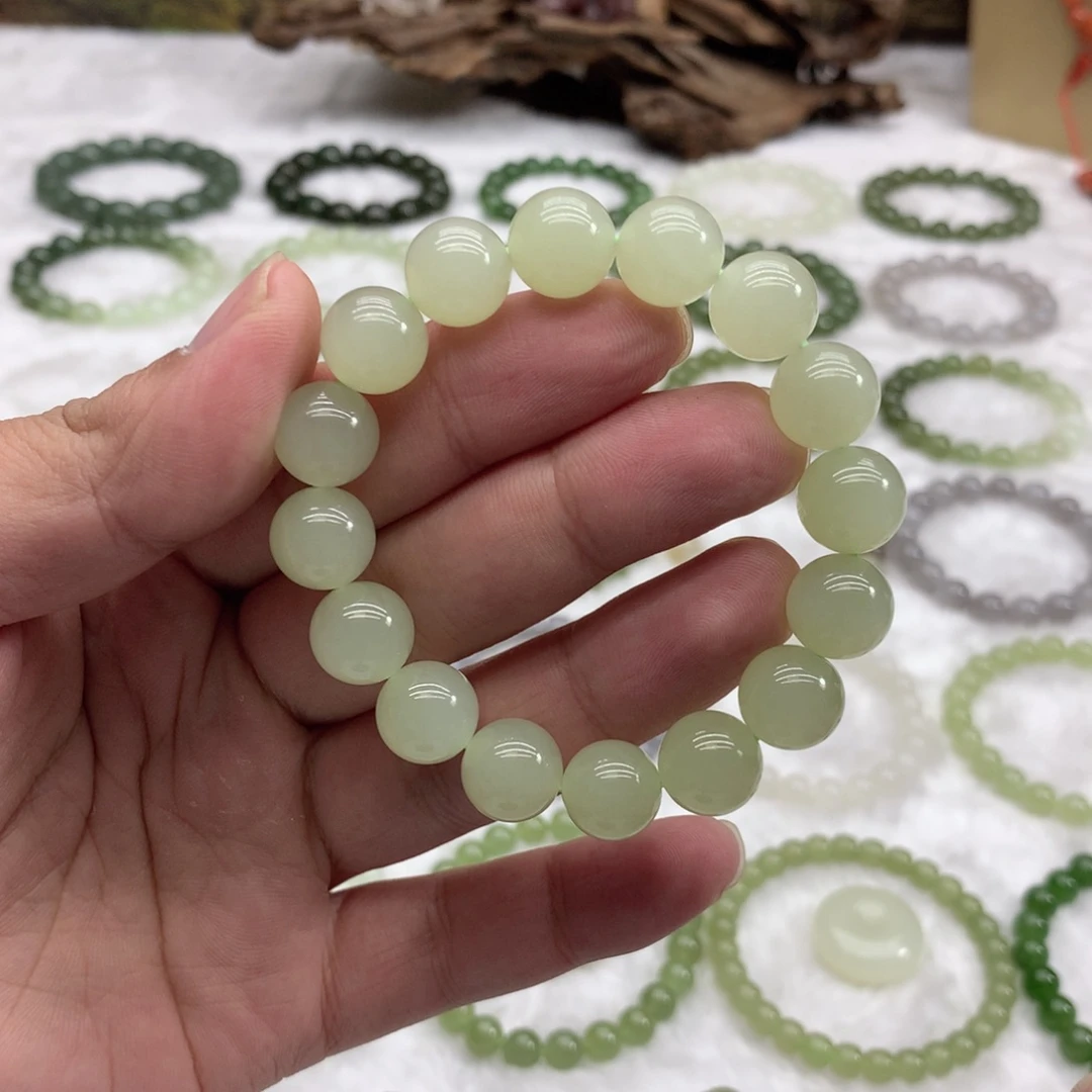 和田玉未镶嵌手串（冰晴水12）