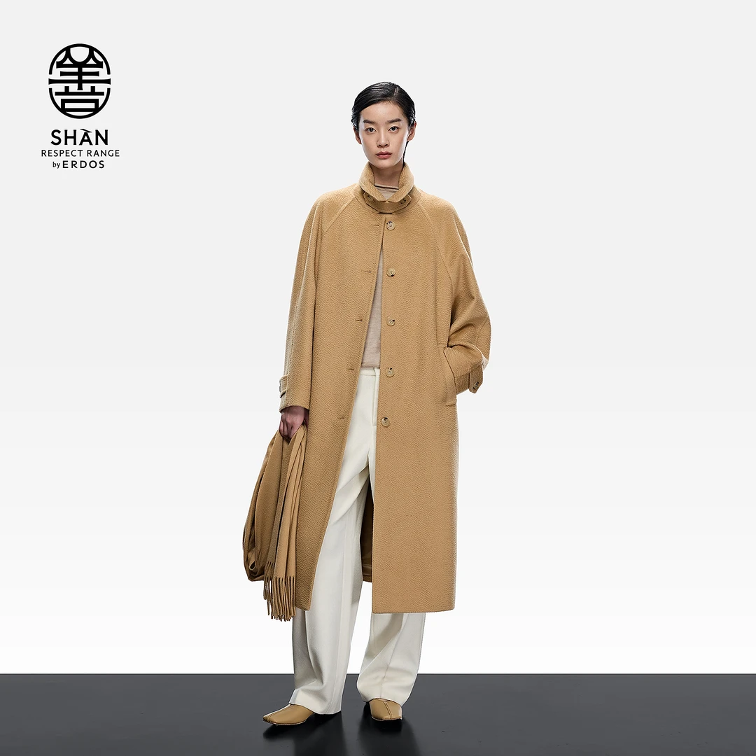 【善系列】ERDOS 无染色毛呢羊绒大衣25年秋冬新品沙漠纹女外套