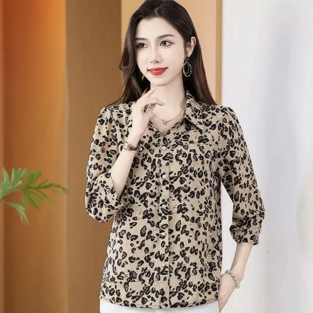 2024气质洋气小衫夏季新款碎花方领七分袖时尚显瘦妈妈装减龄上衣