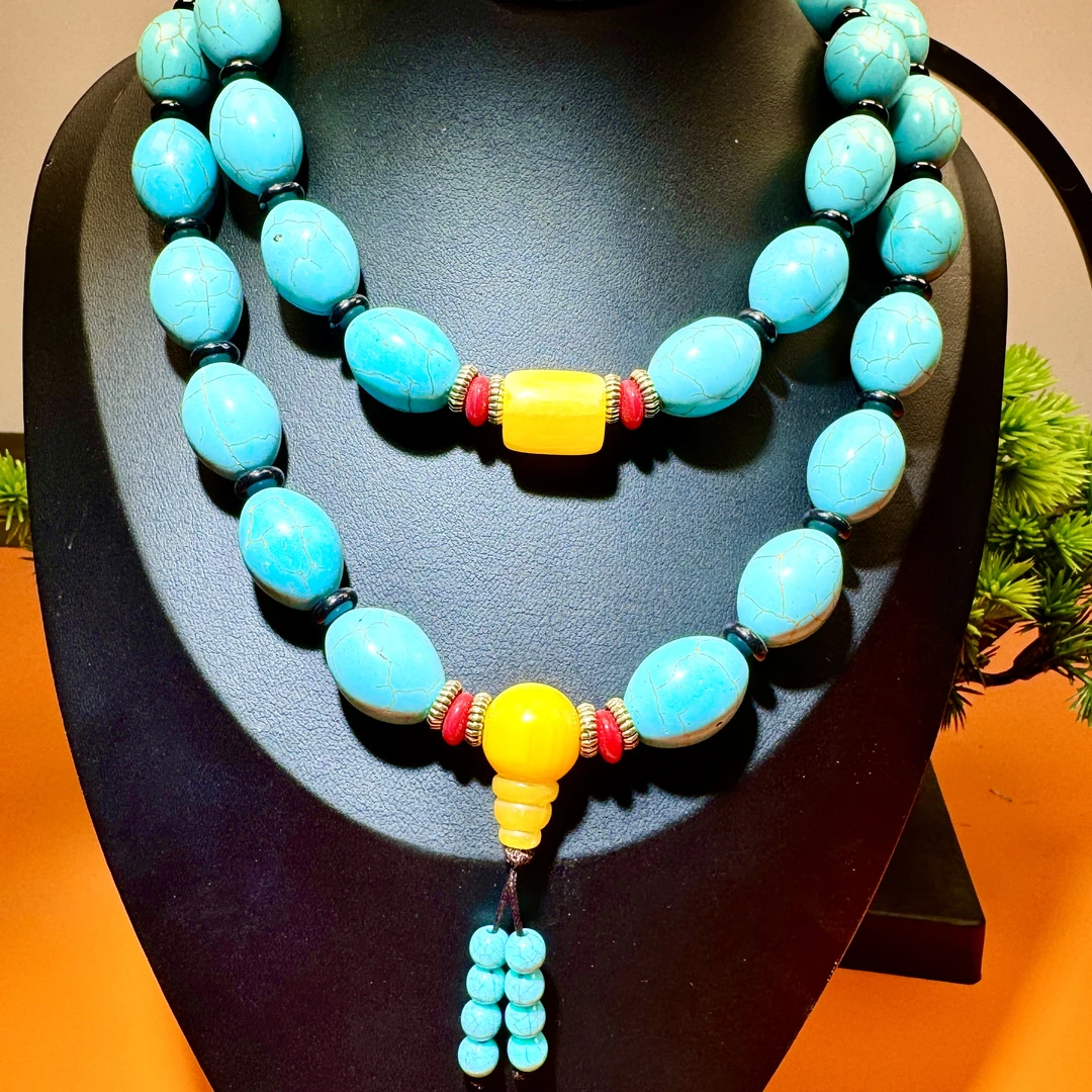 蓝瓷天玄——蓝色瓷蓝满色满纹项链毛衣链无礼盒卡15mm-E061