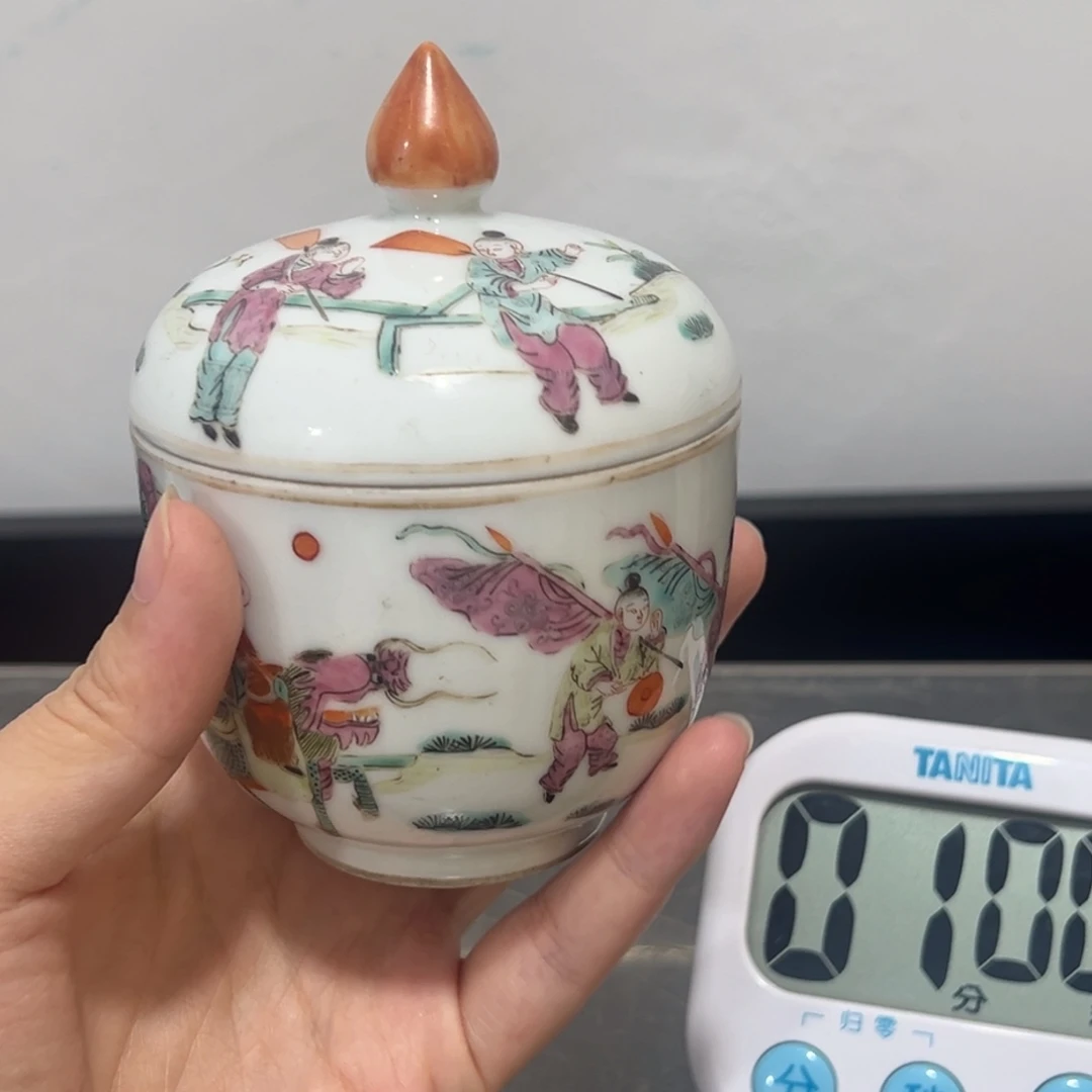 @***恒粉彩童子人物盖罐全品